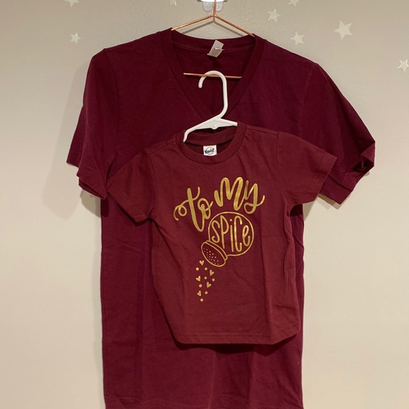 Mommy and me fall matching pumpkin spice shirts small and 2T maroon color - Picture 10 of 13